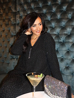 Black Sparkle Diamante Zip Top Cassie